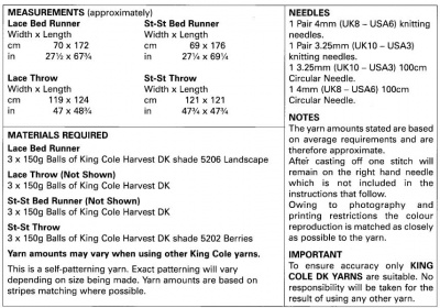 Knitting Pattern - King Cole 5787 - Harvest DK - Bed Runners & Blankets